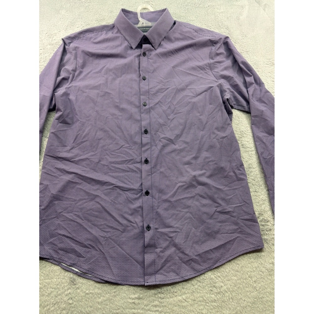 MIZZEN AND MAIN Size XL TRIM Purple Geometric Print Long Performance Dress Shirt
